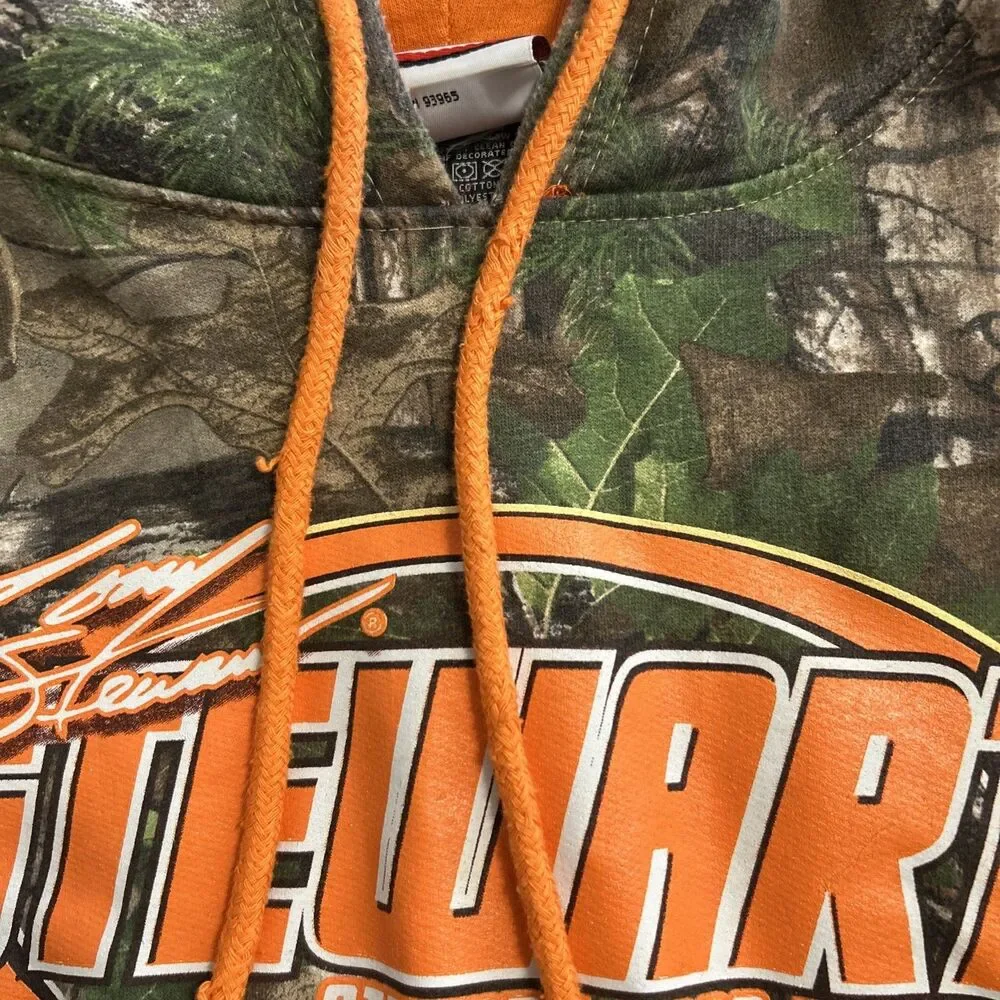 Chase Tony Stewart NASCAR Hoodie Men’s Large Orange Camo Pullover Sweater Hooded